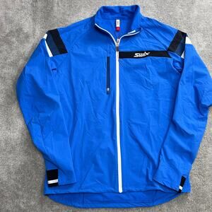 Men's Swix Windbreaker Jacket Size Medium Blue Skiing Outdoors Winter